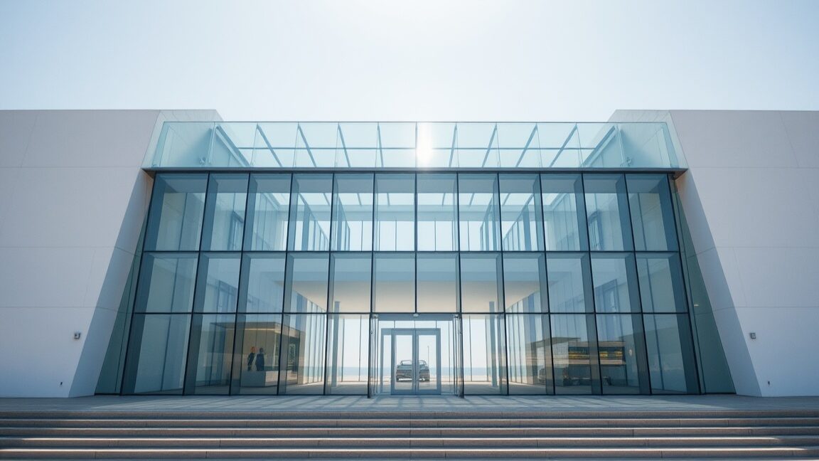 美術館のガラス窓